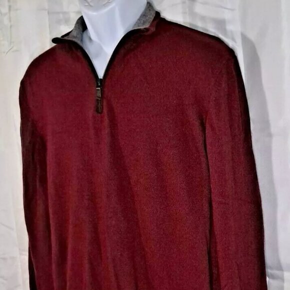 FILIPPO RIBERTI 1/4 Zip Sweater Men's XL Maroon/Red Italian Merino Wool/Cashmere - Picture 2 of 11